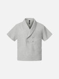 DAXUEN Double-breasted short-sleeved top with shawl collar