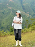 DAXUEN Double-layer crewneck short-sleeved t-shirt — model photo