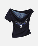 DAXUEN Draped asymmetrical women's t-shirt with graphic design