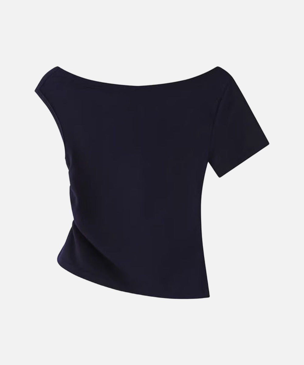 DAXUEN Draped asymmetrical women's t-shirt with graphic design