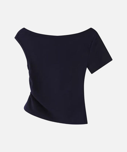 DAXUEN Draped asymmetrical women's t-shirt with graphic design