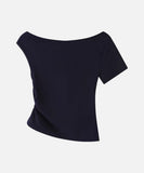 DAXUEN Draped asymmetrical women's t-shirt with graphic design