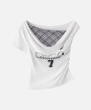 DAXUEN Draped asymmetrical women's t-shirt with graphic design