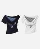 DAXUEN Draped asymmetrical women's t-shirt with graphic design