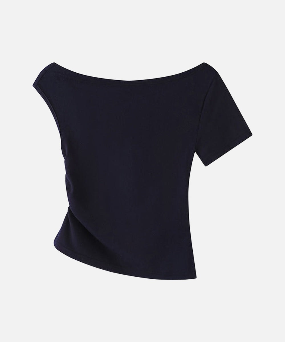 DAXUEN Draped asymmetrical women's t-shirt with graphic design
