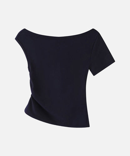 DAXUEN Draped asymmetrical women's t-shirt with graphic design