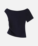 DAXUEN Draped asymmetrical women's t-shirt with graphic design