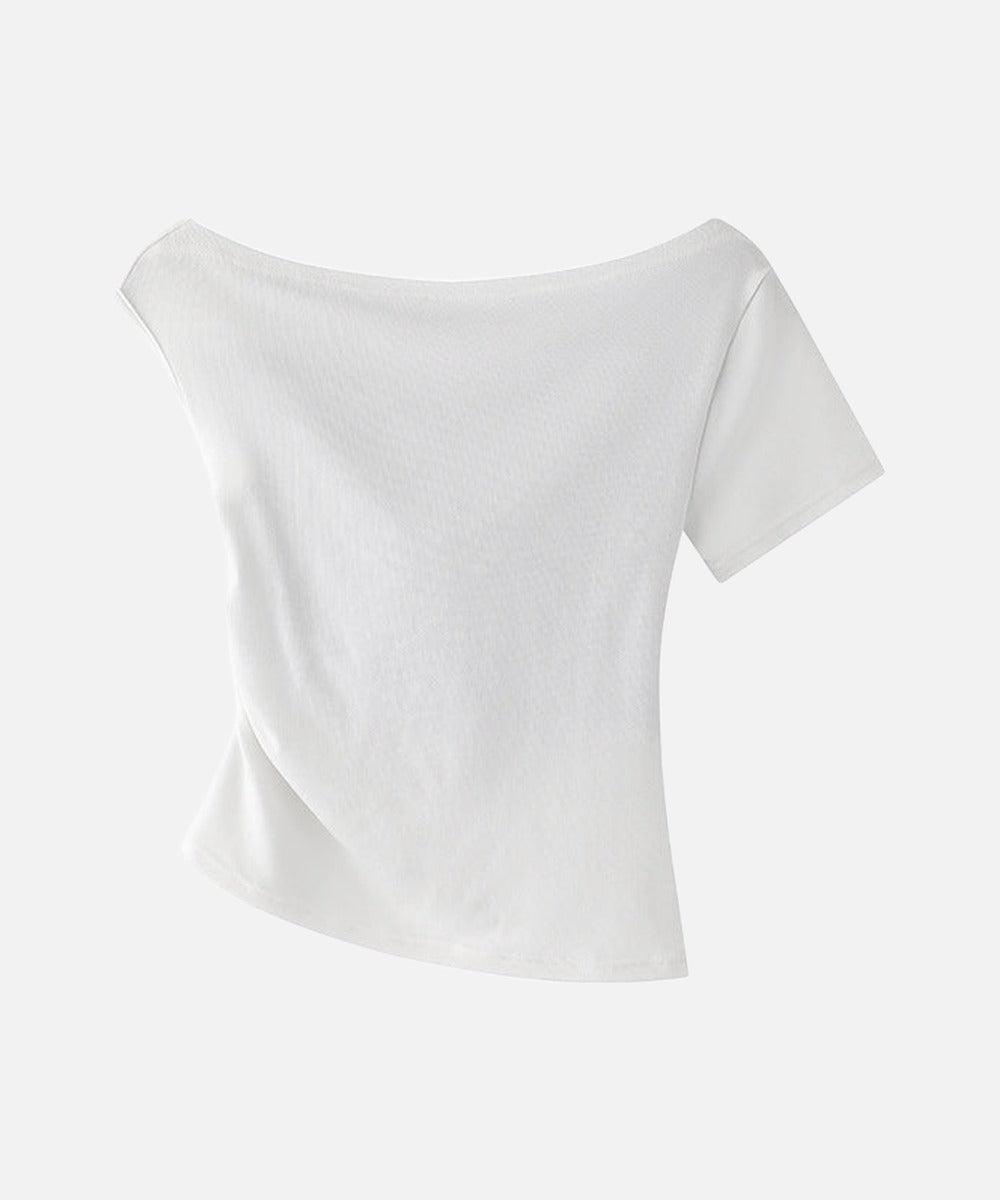 DAXUEN Draped asymmetrical women's t-shirt with graphic design