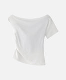 DAXUEN Draped asymmetrical women's t-shirt with graphic design