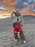DAXUEN Wide-leg cargo pants with decorative overlays — model photo