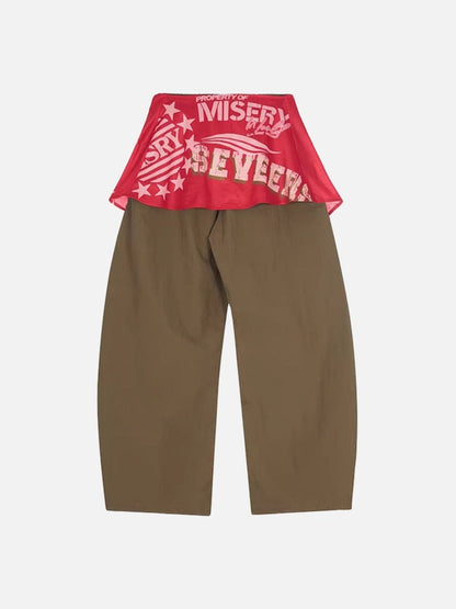 DAXUEN Wide-leg cargo pants with decorative overlays