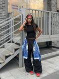 DAXUEN Draped graphic cargo pants with unique prints — model photo