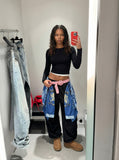 DAXUEN Draped graphic cargo pants with unique prints — model photo