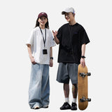 DAXUEN black oversized dual-graphic drop-shoulder t-shirt