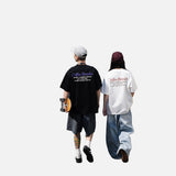 DAXUEN black oversized dual-graphic drop-shoulder t-shirt