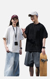 DAXUEN black oversized dual-graphic drop-shoulder t-shirt