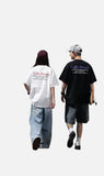 DAXUEN black oversized dual-graphic drop-shoulder t-shirt