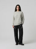 DAXUEN grey striped oversized long sleeve t-shirt — model photo