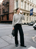 DAXUEN grey striped oversized long sleeve t-shirt — model photo