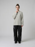 DAXUEN grey striped oversized long sleeve t-shirt — model photo