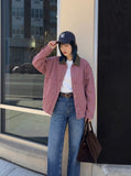 DAXUEN dusty rose oversized jacket with contrast collar — model photo
