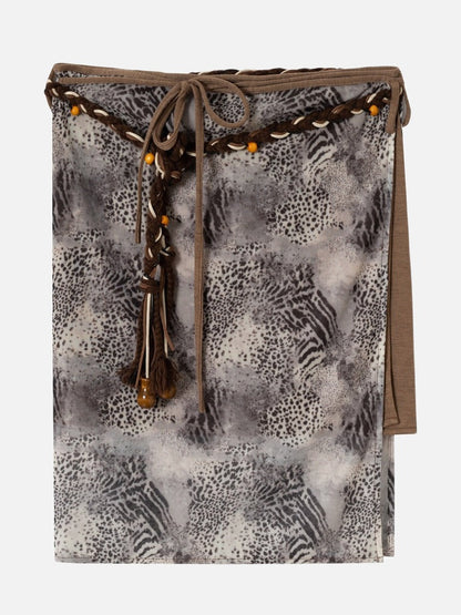 DAXUEN grey black white dynamic animal print wrap skirt