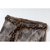 DAXUEN grey black white dynamic animal print wrap skirt