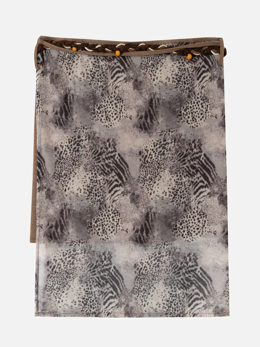 DAXUEN grey black white dynamic animal print wrap skirt