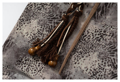 DAXUEN grey black white dynamic animal print wrap skirt