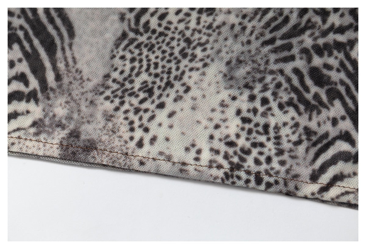 DAXUEN grey black white dynamic animal print wrap skirt