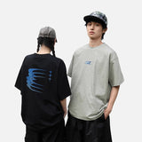 DAXUEN white oversized blue wave graphic t-shirt