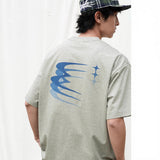 DAXUEN white oversized blue wave graphic t-shirt