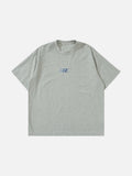DAXUEN white oversized blue wave graphic t-shirt