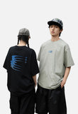 DAXUEN white oversized blue wave graphic t-shirt