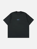 Dynamic Blue Wave Graphic Oversized T-Shirt