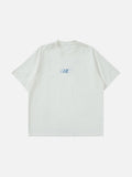Dynamic Blue Wave Graphic Oversized T-Shirt