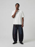 DAXUEN white oversized blue wave graphic t-shirt — model photo
