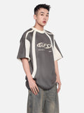 DAXUEN dark grey oversized curved color-blocked t-shirt