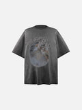 DAXUEN washed black oversized dynamic glitch graphic tee