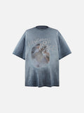 DAXUEN washed black oversized dynamic glitch graphic tee