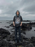DAXUEN washed black oversized dynamic glitch graphic tee — model photo