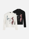 DAXUEN black dynamic saxophone sketch long sleeve tee