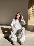 DAXUEN light grey marl 'Youare Come' graphic tee — model photo