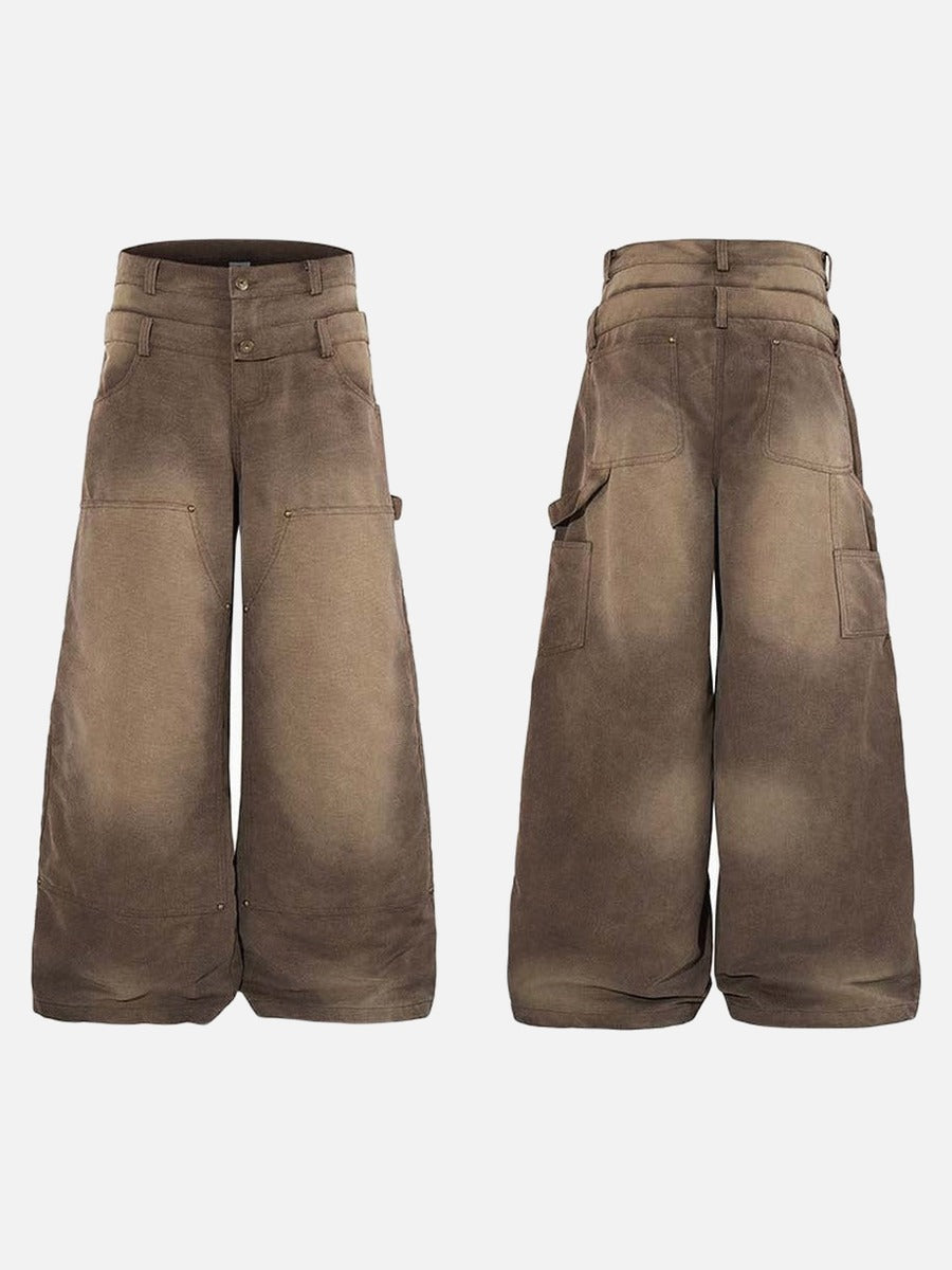 DAXUEN High-waisted wide-leg pants in earthy brown color