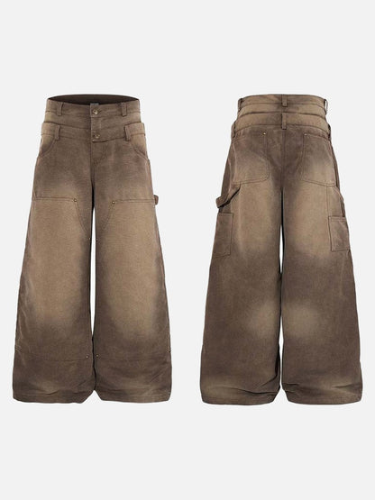 DAXUEN High-waisted wide-leg pants in earthy brown color
