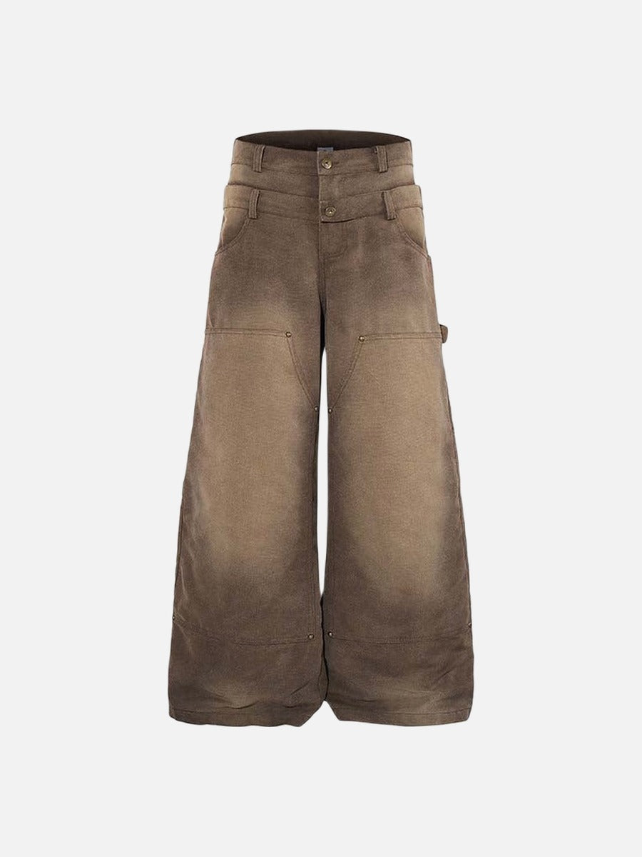 DAXUEN High-waisted wide-leg pants in earthy brown color