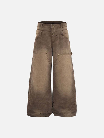 DAXUEN High-waisted wide-leg pants in earthy brown color