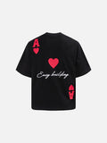 DAXUEN Oversized short-sleeve embroidered T-shirt in black and white