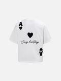 DAXUEN Oversized short-sleeve embroidered T-shirt in black and white
