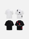 DAXUEN Oversized short-sleeve embroidered T-shirt in black and white